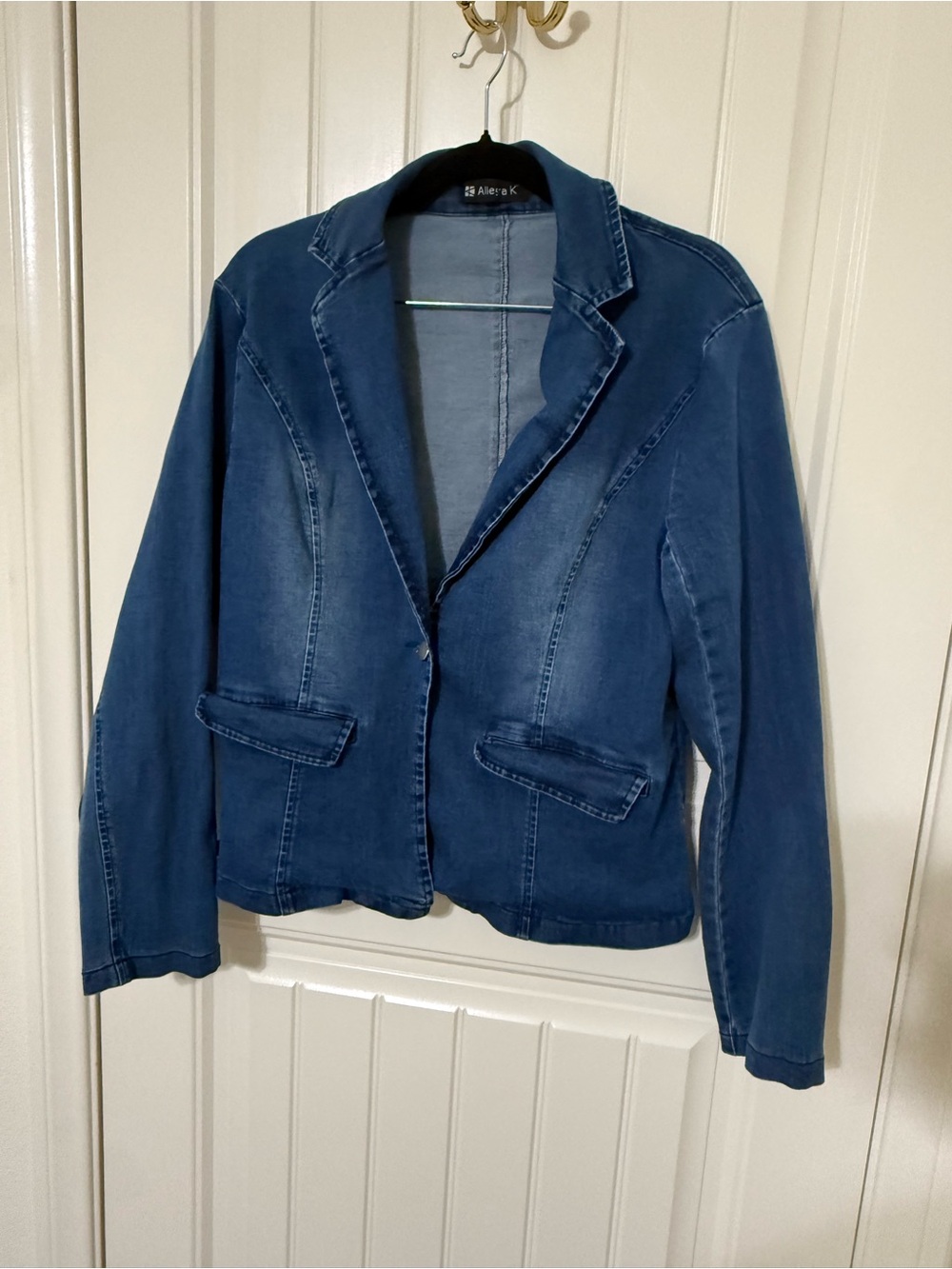 Allegra K Men's Blue Denim-Style Blazer Jacket